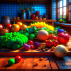 Image: A variety of fresh vegetables on a wooden table