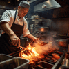 A photo of a chef cooking the chicken