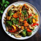 A plate of budget-friendly pasta with vegetables