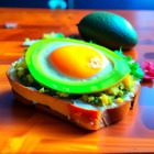 Open-faced avocado and egg sandwich