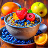 Oatmeal with chia seeds and fruit