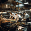 Modern chefs working in a restaurant kitchen
