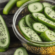 Quick pickled cucumbers with caraway seeds