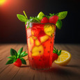 Strawberry basil lemonade cocktail (non alcoholic)