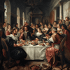 Renaissance painting of a banquet