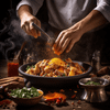 A photo of a chef using spices for the chicken