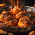 Chicken thighs, fried with an apricot marinade