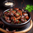 Cold appetizer of chicken hearts in garlic-soy marinade