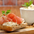 Sandwiches with cottage cheese and salmon
