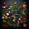 Vegetarian Ingredients and Kitchen Tools