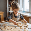 A child using cookie cutters to shape dough