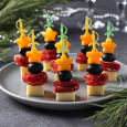 Canapé with sausage and cheese