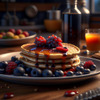 Image: Whole grain pancakes with berries and syrup