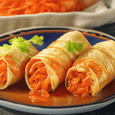 Marinated cabbage rolls with Korean-style carrots