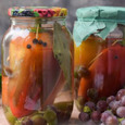 Marinated peppers stuffed with grapes (for winter storage)